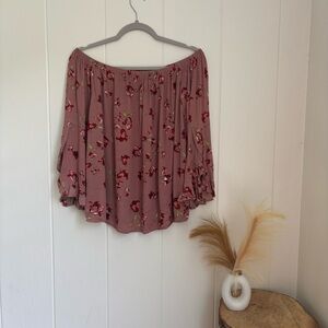 Chic Floral Off-Shoulder Blouse in Pink